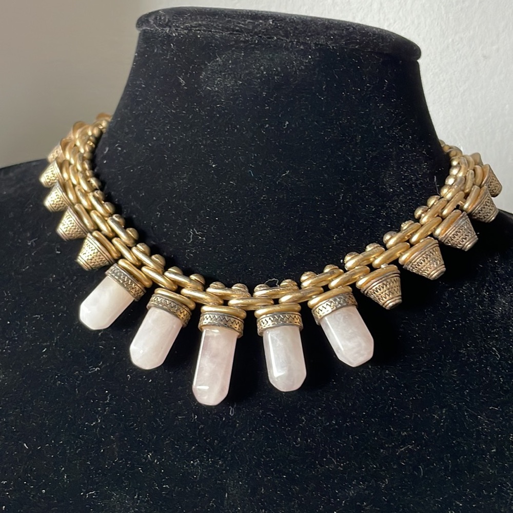 Pink Quartz Stone Tribal Necklace